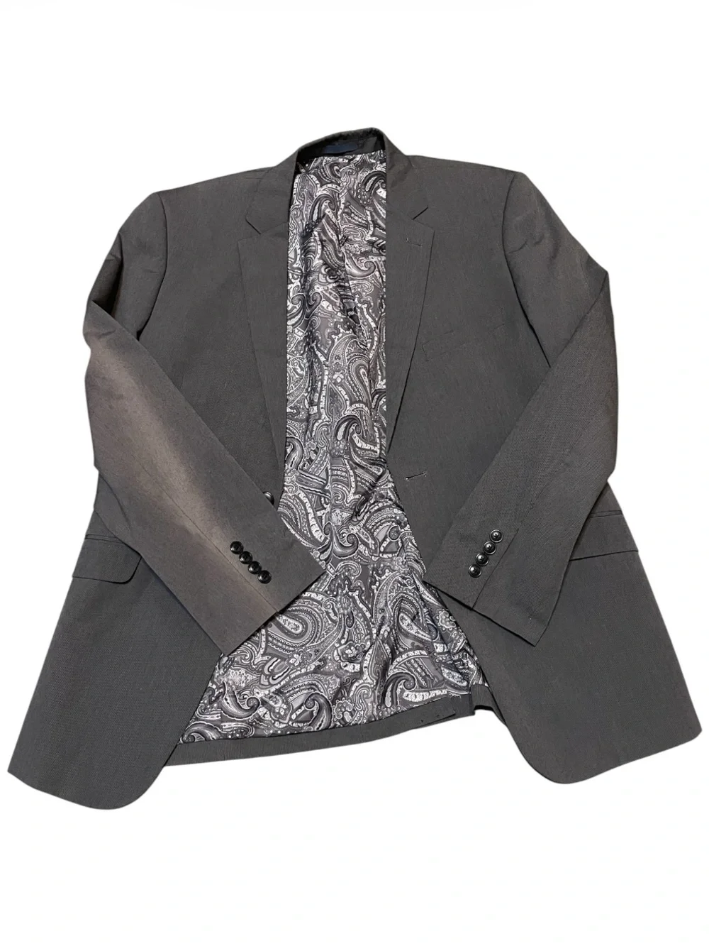 Men's Madison Blazer Gray 42R Cotton Paisely Lining Micro-Herringbone